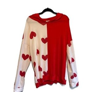 Valentine Hearts Long Sleeve Tee Top Hoodie Soft Comfy Sz.L for Love Leisure Yes